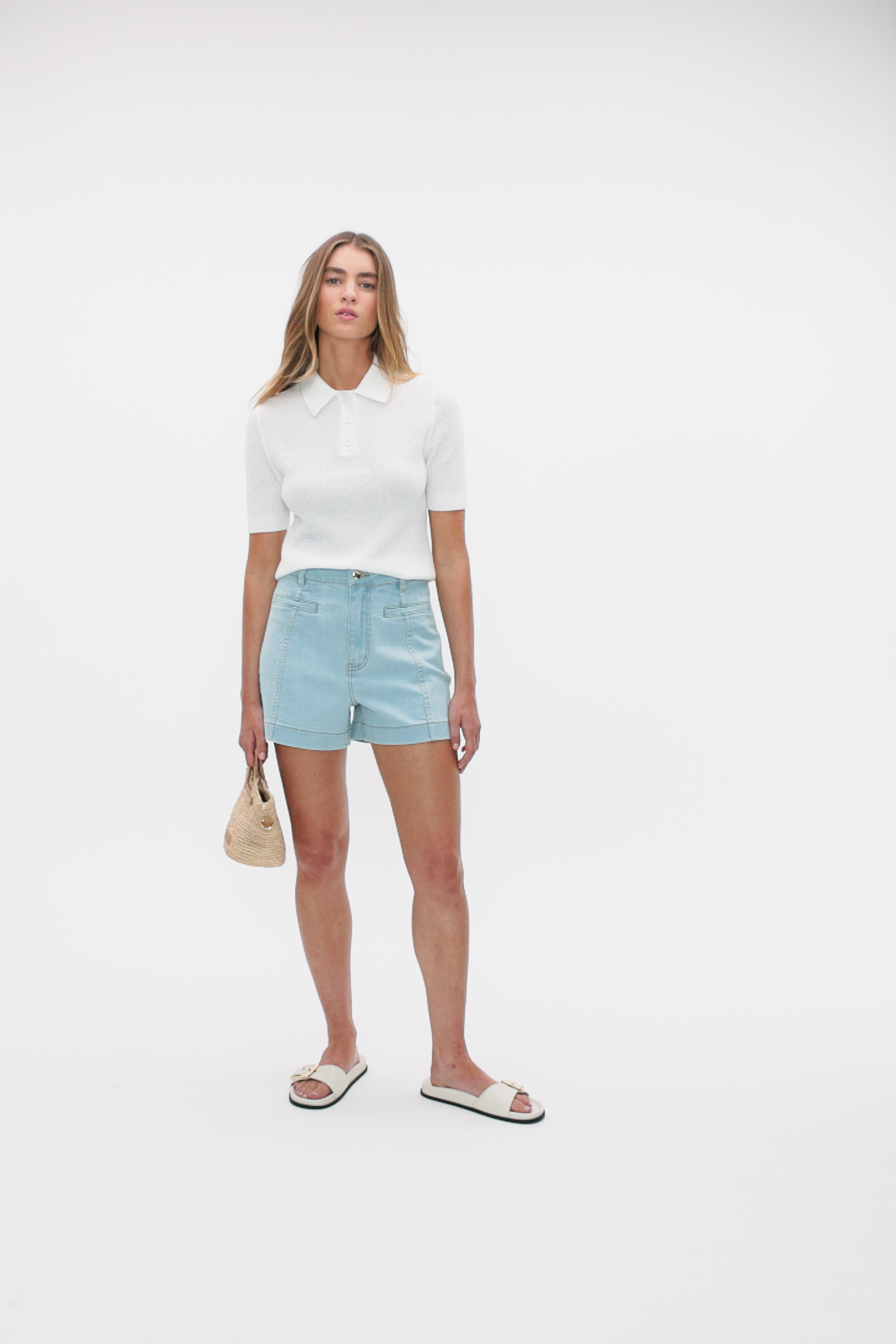 Textured Polo Knit | Whisper White | Seed Heritage